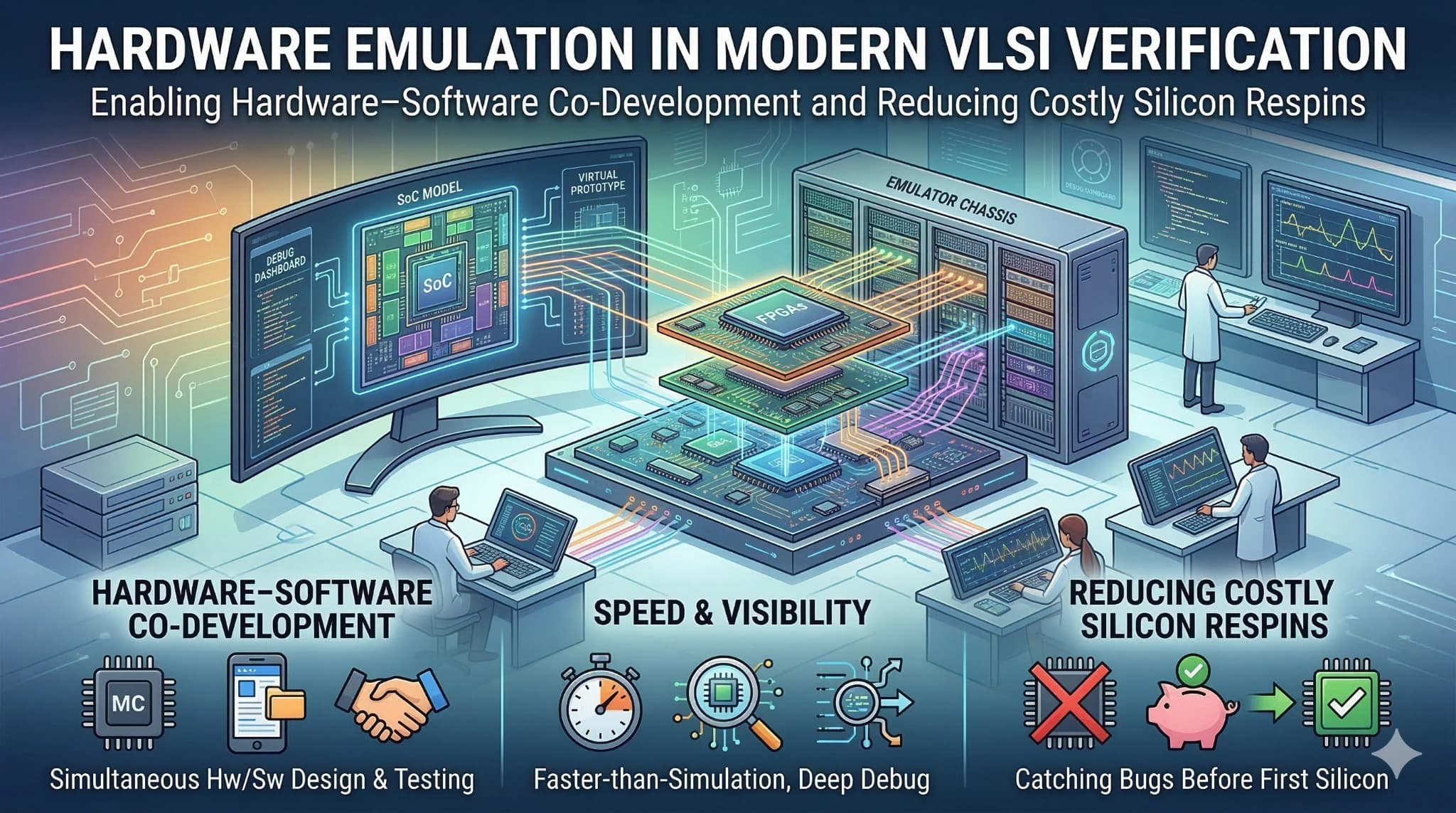 Hardware Emulation in Modern VLSI Verification: Enabling Hardware–Software Co-Development and Reducing Costly Silicon Respins